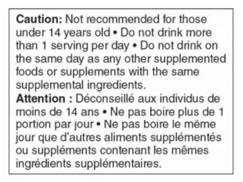 Une étiquette bilingue d’avertissement dans une case blanche avec une bordure noire.