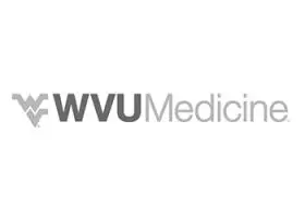 WVU Medicine logo with West Virginia University flying WV emblem