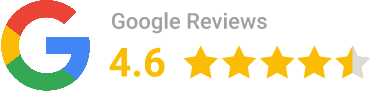 Google Reviews rating of 4.6 stars out of 5, displayed with Google